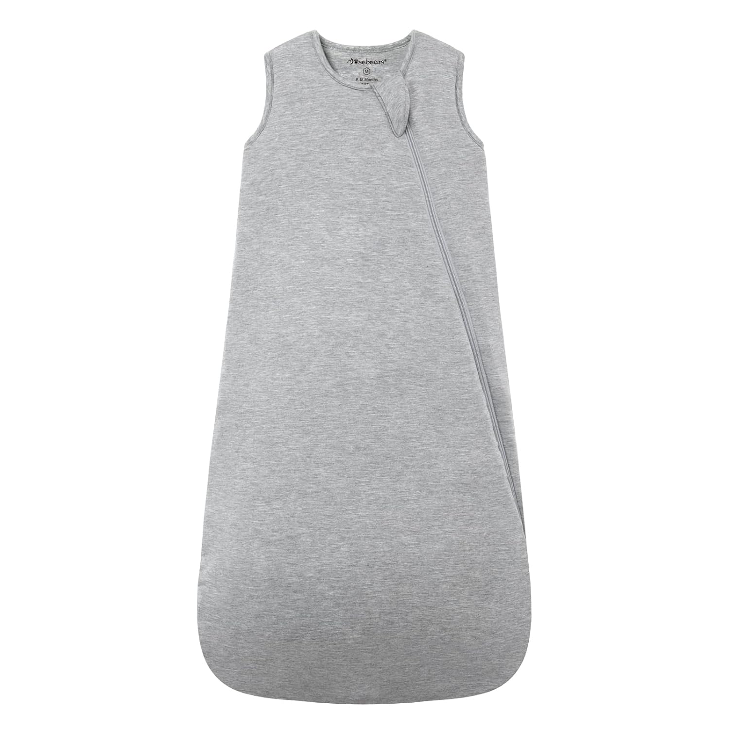 Mosebears Unisex Rayon Made from Bamboo Wearable Blanket with 2-Way Zipper,2.5 Tog Baby Winter Sleep Sack (Grey,6-18 Months)