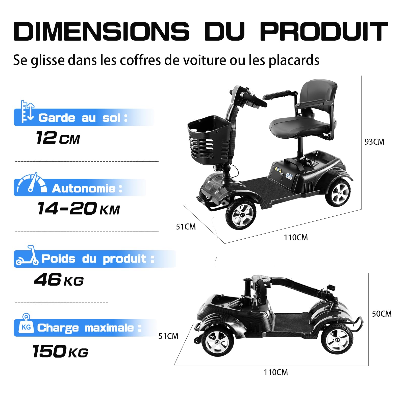 Z02 Véhicule de Mobilité Électrique pour Seniors, 4 Roues