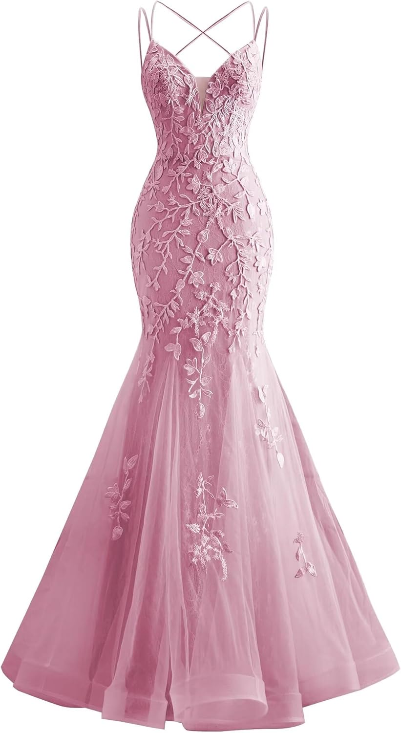 Lace Applique Prom Dress 2026 Tulle Lace-up Maxi Evening Party Dresses Elegant Sweetheart Mermaid Ball Gowns