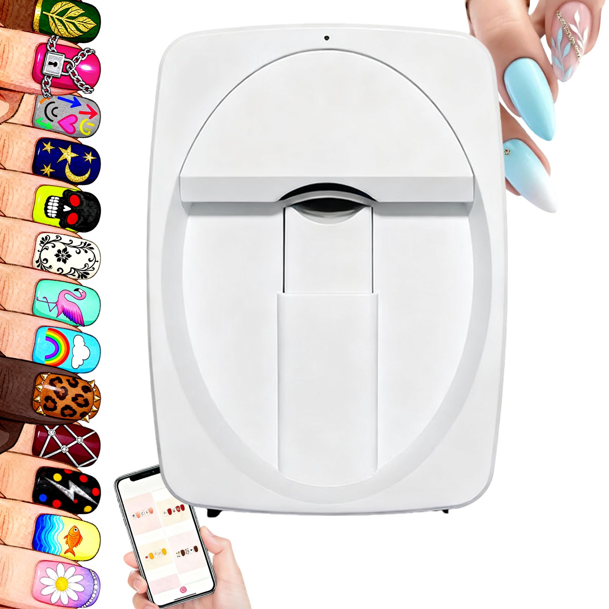 Stampante per Unghie Gel, Stampante per Unghie Elettrica, Supporto WiFi/DIY/USB, Stampante per Unghie con App, Stampante per Unghie Professionale, per DIY,Studi per Unghie White