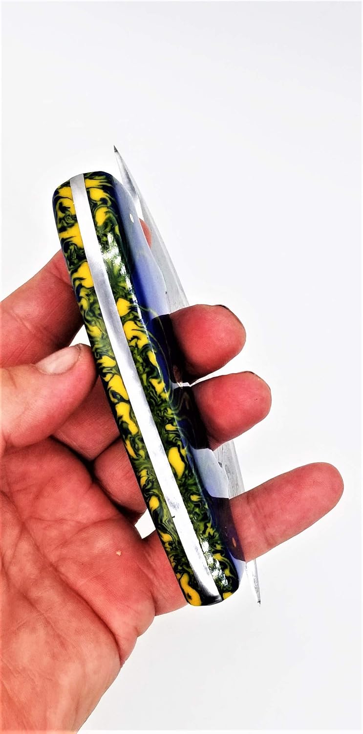 Bеѕt Dеаl Prоduсt DKC-1012-BYR-DS Earth Swirls Cobra Resin Damascus Steel DKC ULU KNIFE DKC Professional Kitchen Chef Knife Hand Made