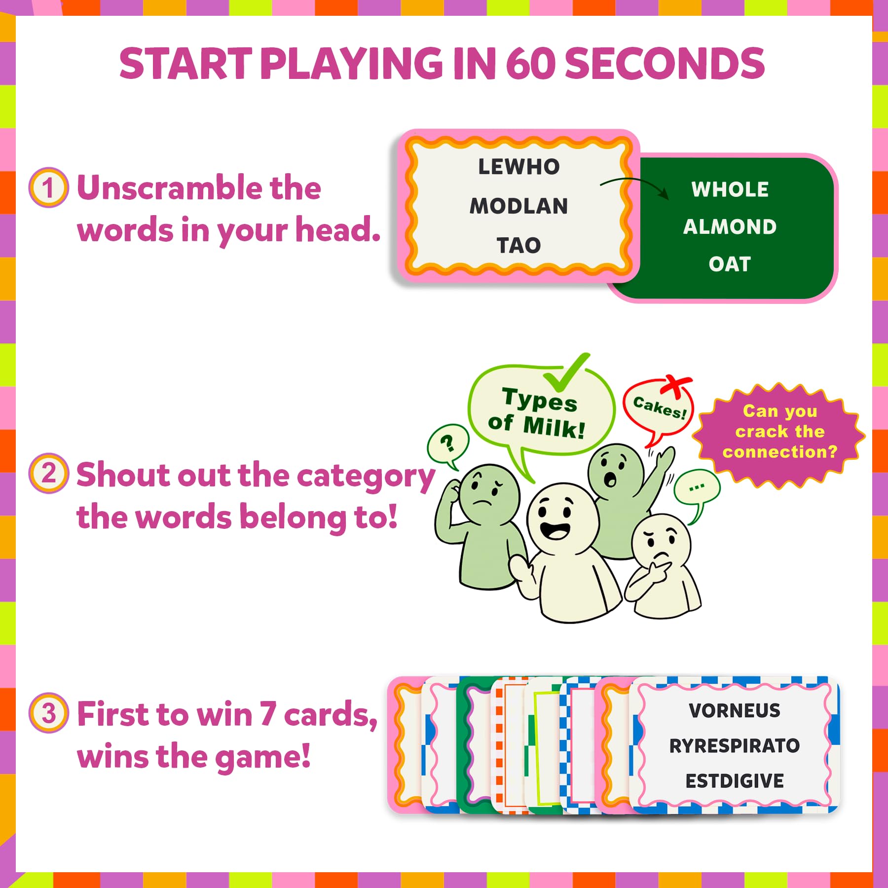Gouda Games Cryptic Categories, Quick-Thinking Brain Game, Fast-Paced Word Unscramble Card Game for Kids Teens & Adults - Image 3