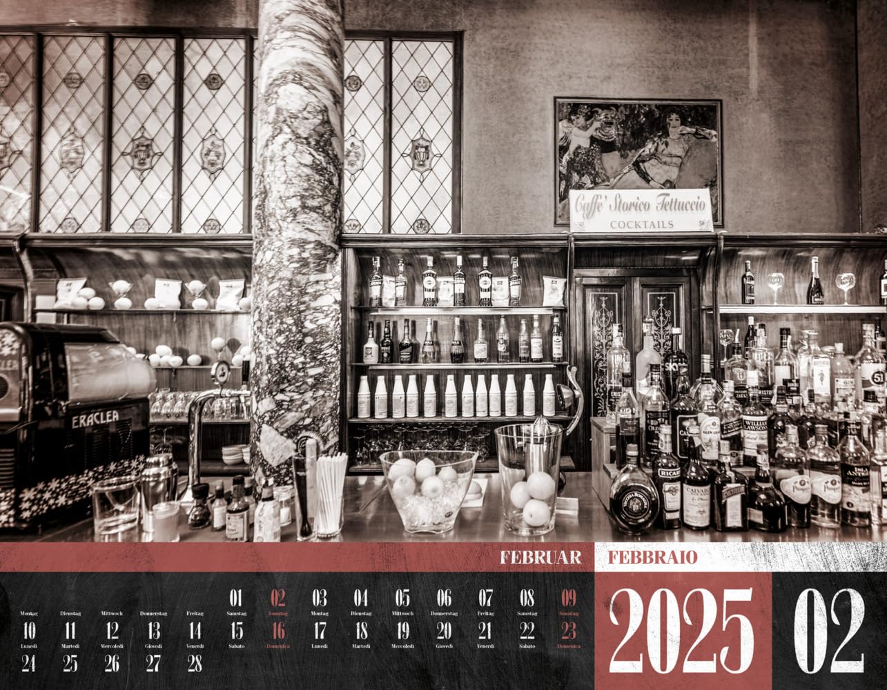 La Dolce Vita - Italienische Lebensart Kalender 2025, Wandkalender in Schwarz-Weiß / Sepia im Querformat (54x42 cm) - Lifestyle-Kalender - Vintage