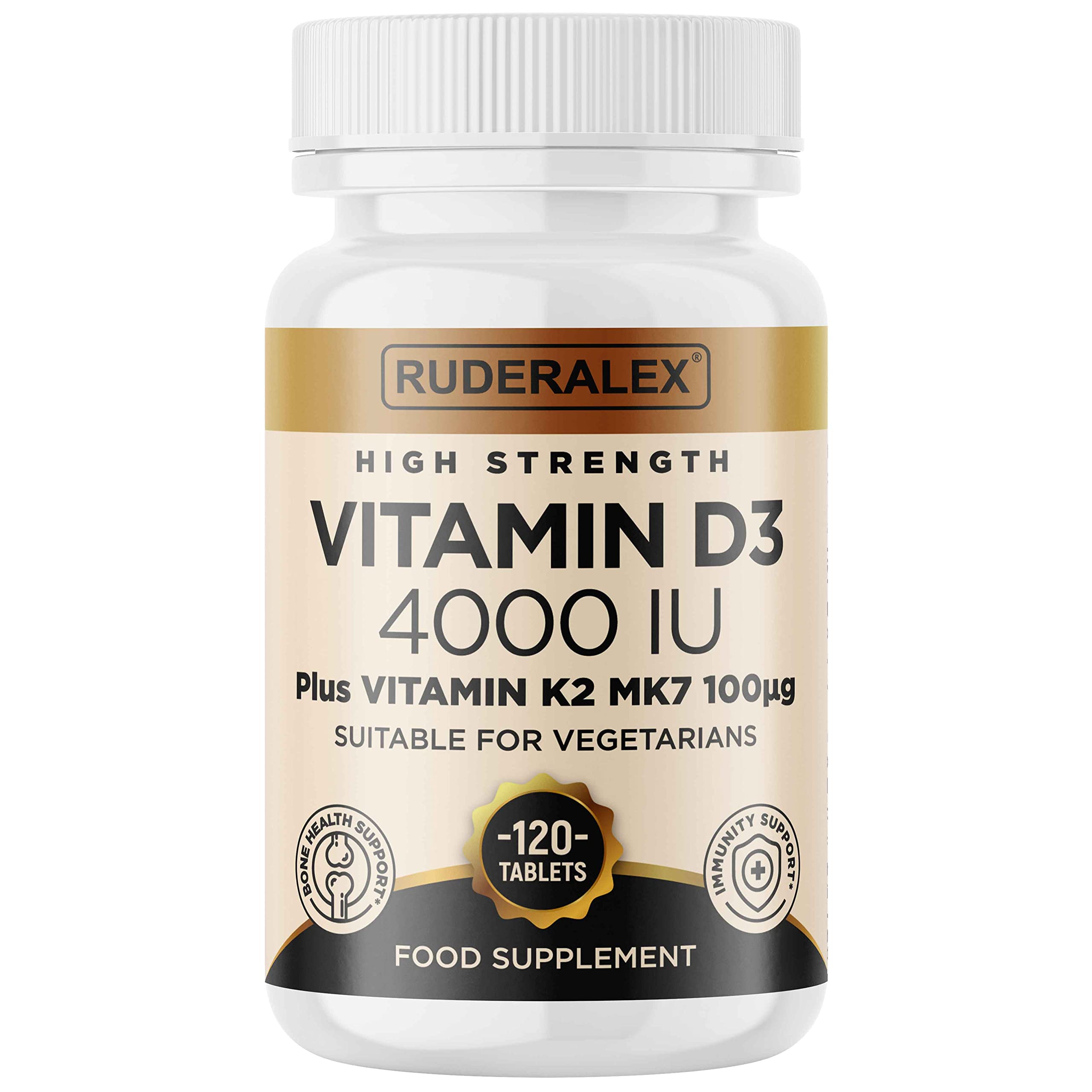 Buy Ruderalex Vitamin D3 4000IU K2 100mcg (MK7) 120 Tablets High Strength Vitamin D Supplement