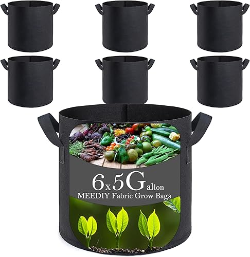 Bolsas de cultivo de 5 galones, macetas de tela de alta calidad de 5 galones con asas, bolsas de cultivo de tela de jardín resistentes y