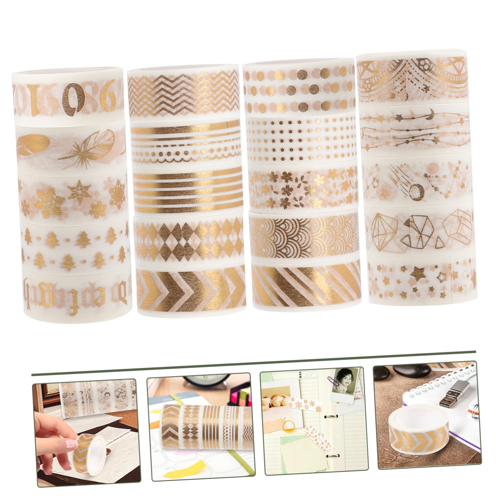 Operitacx 60rotoli Nastro Adesivo Decorativo Carta Washi Con Design Oro Per Scrapbooking Diario e Progetti Fai Da Te Versatile Di Nastri Adesivi Per Decorazioni Creative e Album Fotografici