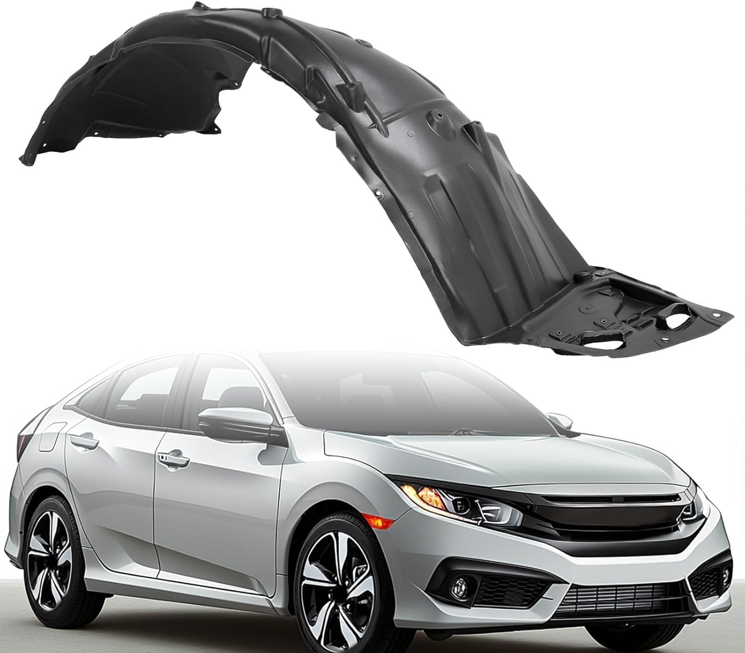 Front Fender Liner Inner Panel Compatible with 2016-2019 Honda Civic Replacement for 74101TBAA00 HO1249158 Wheel Liner Splash Shield Guard Passenger Right Side