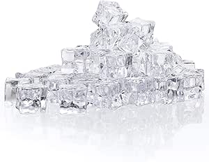 30 Glaçons Artificiels En Acrylique Carrés - 18mm, Transparents, Réutilisables Pour Décoration Photo
