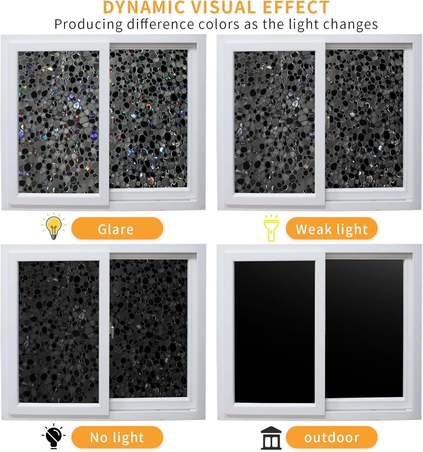 JAYONG Total Blackout Film de confidentialité avec Outils gratuits, Film de fenêtre 100% Anti-UV pour Verre, adhérence Statique, régulation de la Chaleur, Arc-en-Ciel, Teinte Opaque de fenêtre pour