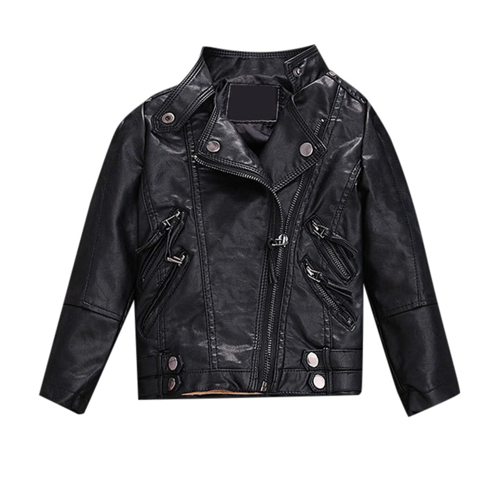 Generisch Categoría de producto Chaqueta para niña – Chaqueta de piel de primavera con aspecto de moto Chaqueta de piel sintética para ?