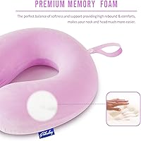 Vista 22 de Fabuday Memory Foam Neck Pillows for Travel - Airplane Pillows for Sleeping with Attachable Snap Strap Soft Washable Cover, Flight Pillow for Pink