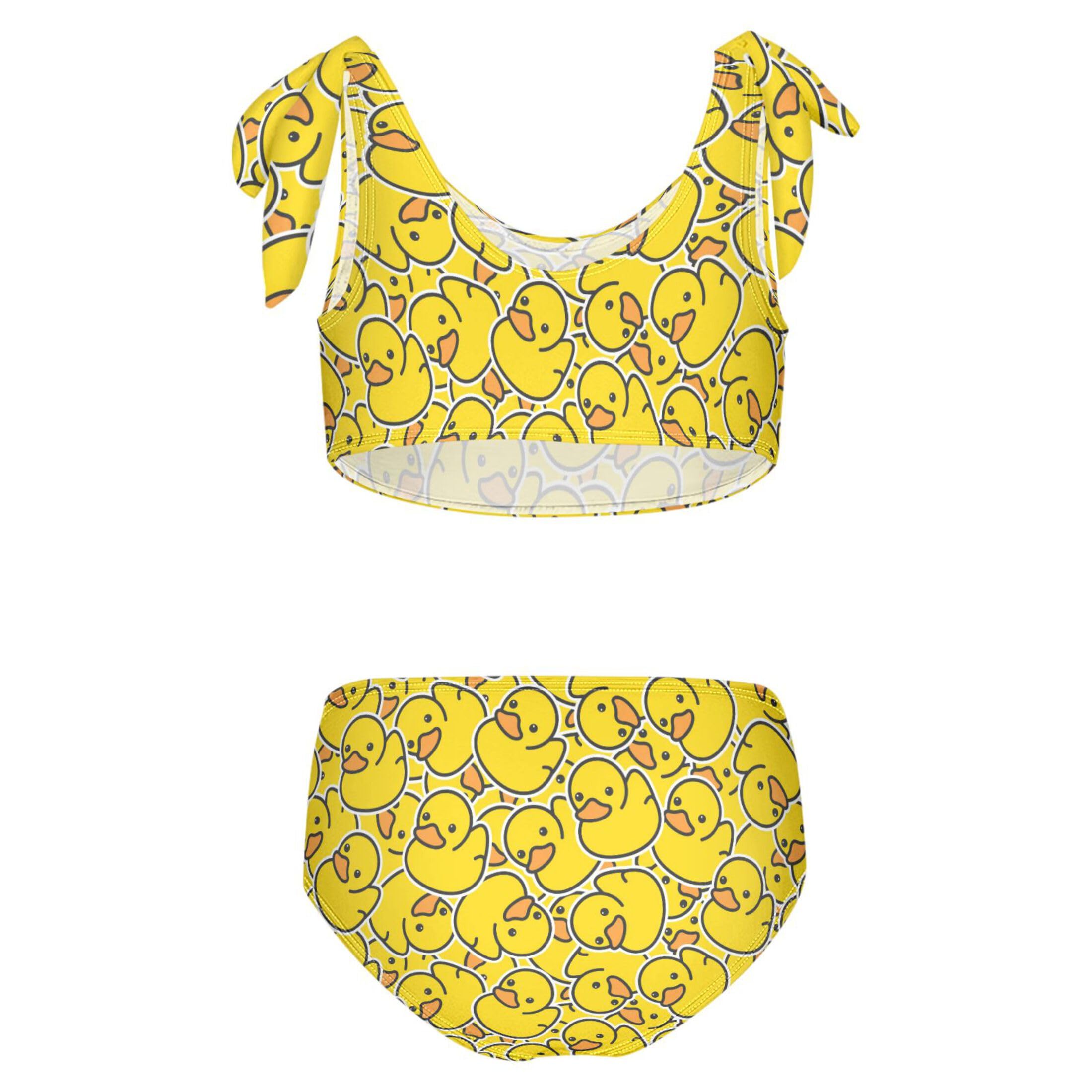Girls Tankini Swimsuit 2 Piece Yellow Duck Summer Beach Bikini Bathing Suit 7-8T
