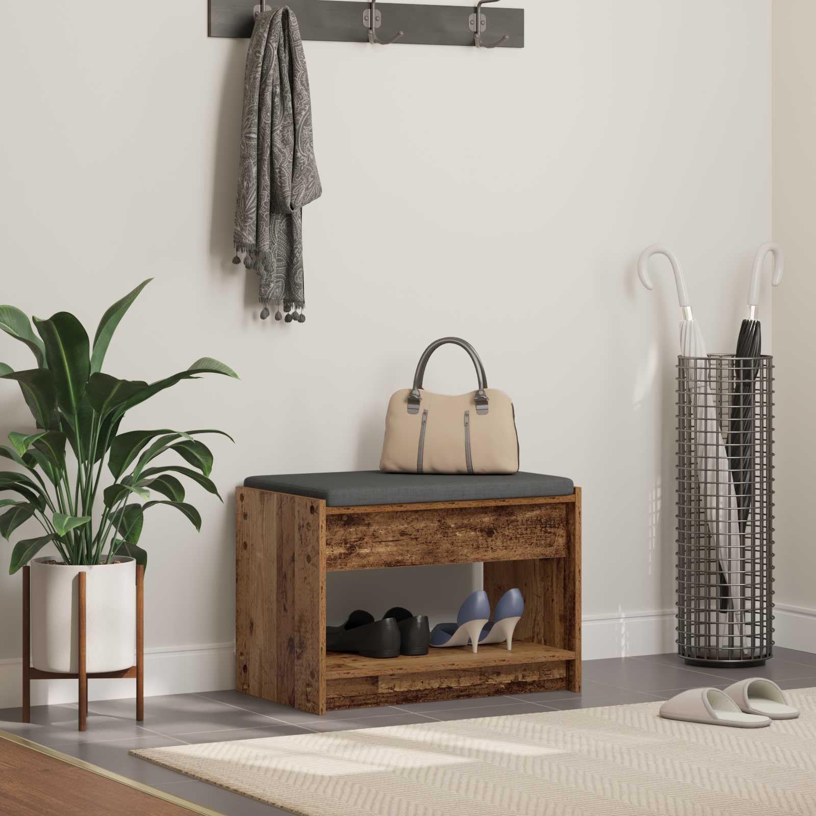 Banc de couloir compact pour ranger les chaussures et s'asseoir confortablement