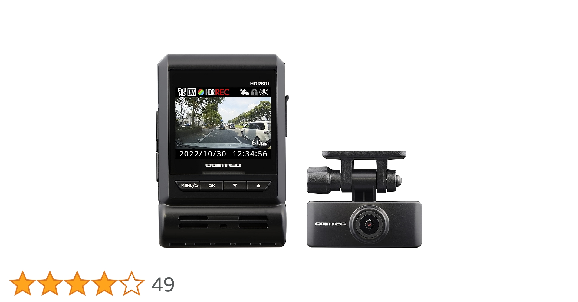 Amazon | コムテック 車用 ドライブレコーダー 前後2カメラ HDR801 新 Amazon | コムテック 車用 ドライブレコーダー 前後2カメラ HDR801 新