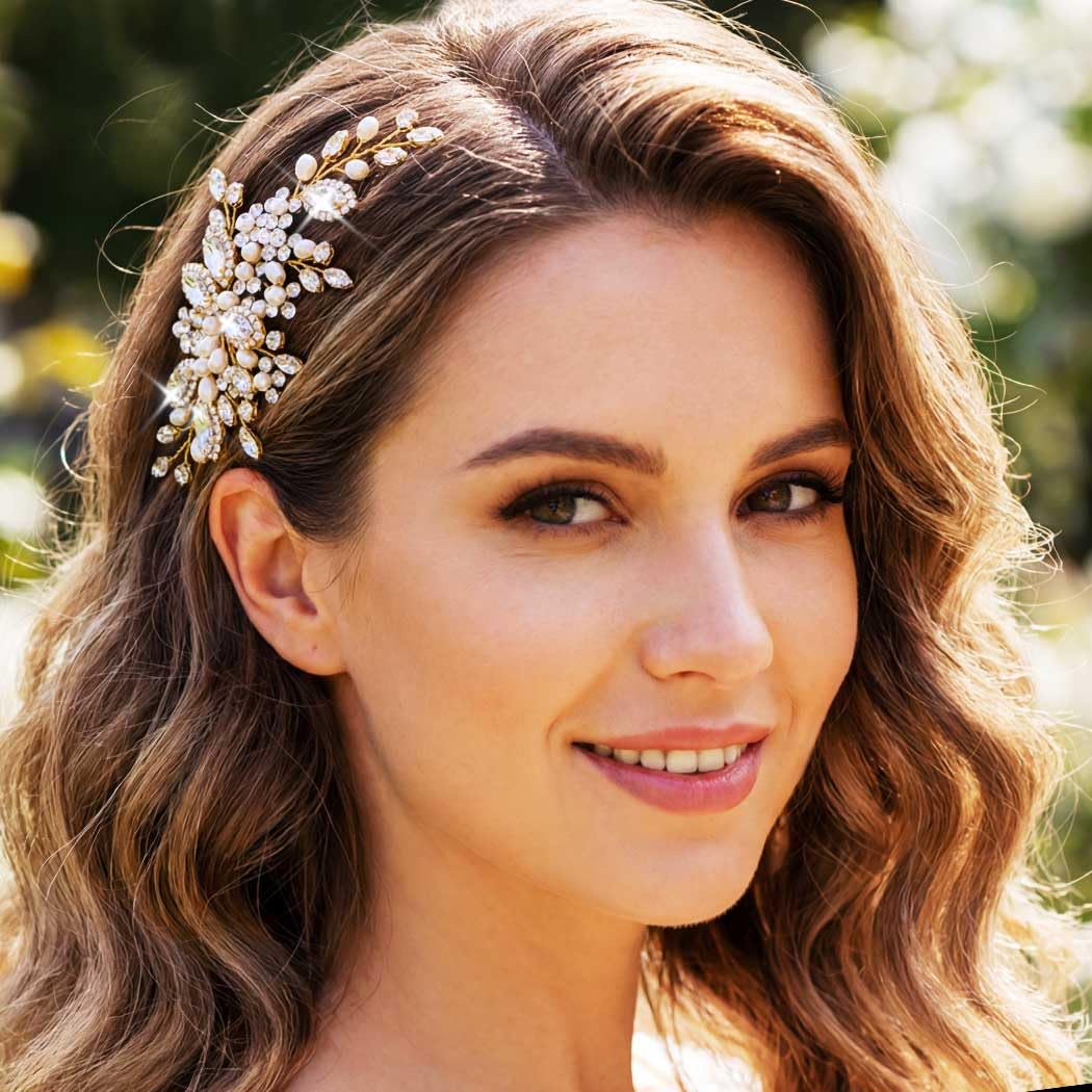 GORAIS Rhinestone Bridal Hair Comb Gold Wedding Hair Accessories Prom Hair Pieces for Brides and Women - Image 6