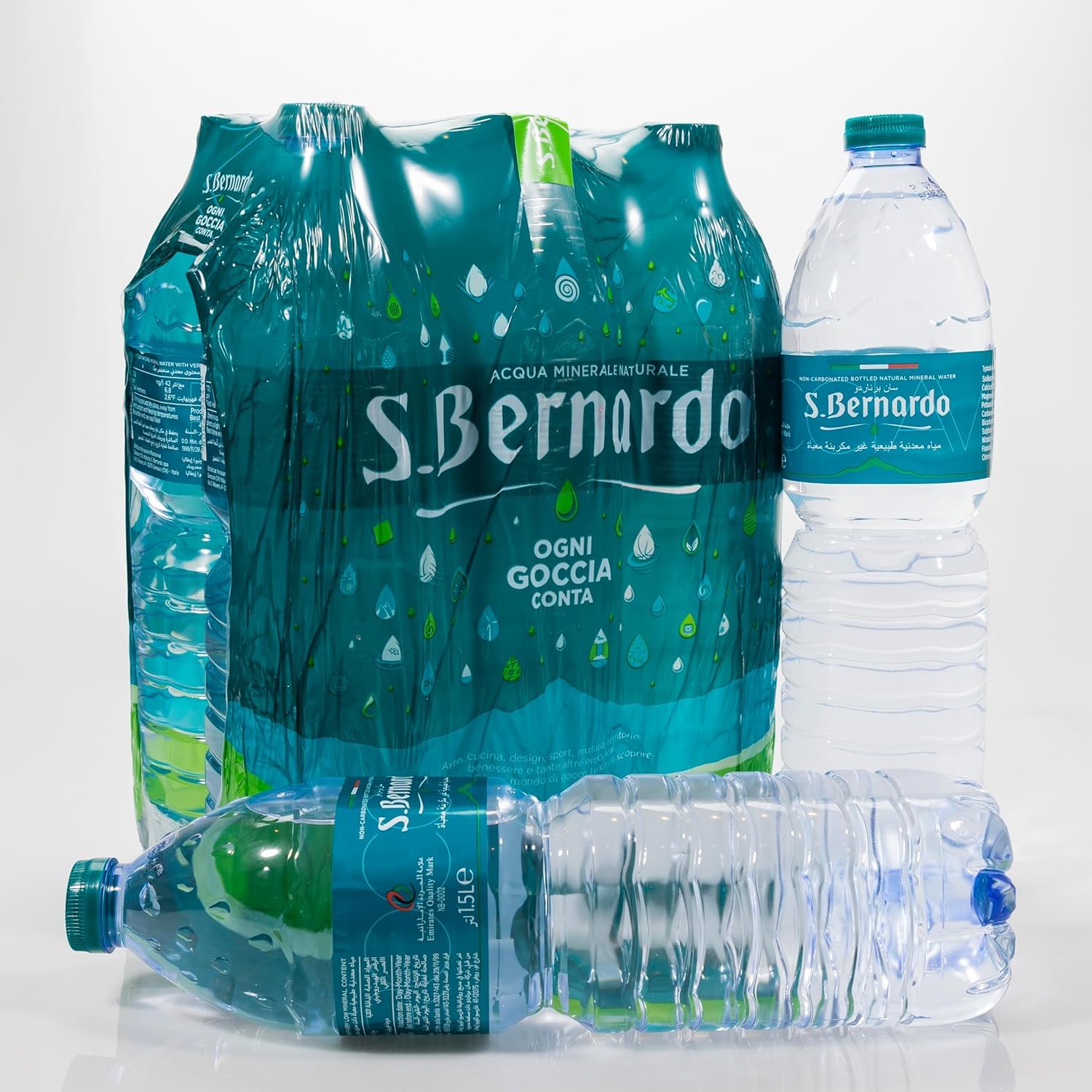 S.Bernardo Natural Mineral Water 1.5L x 6 | Premium Italian Spring Water | Pure Crystal-Clear Alkaline Drinking Water | Fresh & Healthy Hydration | Made in Italy