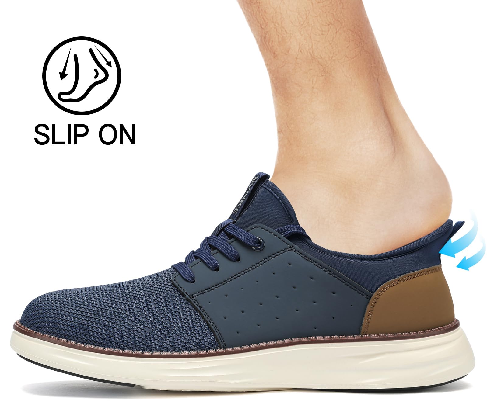 SVNKE Herren Slip On Sneaker Atmungsaktiv Schnürsenkel Walkingschuhe Fitness Turnschuhe Sportschuhe Hand-Free Freizeitschuhe Business Schuhe
