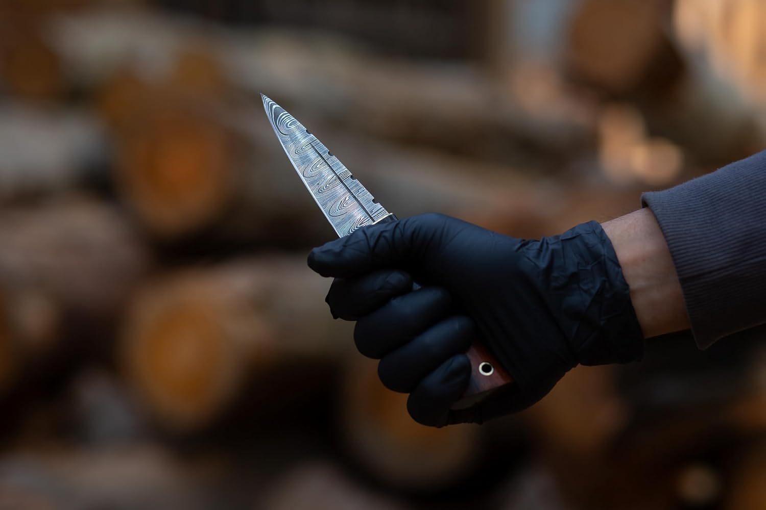Custom Hand Forged Damascus Steel Celtic Scottish Sgian Dubh Plain Top Knife Scotland (Black & Brown)