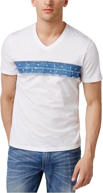 I N C Mens Denim Trim Embellished T Shirt Amazon Com