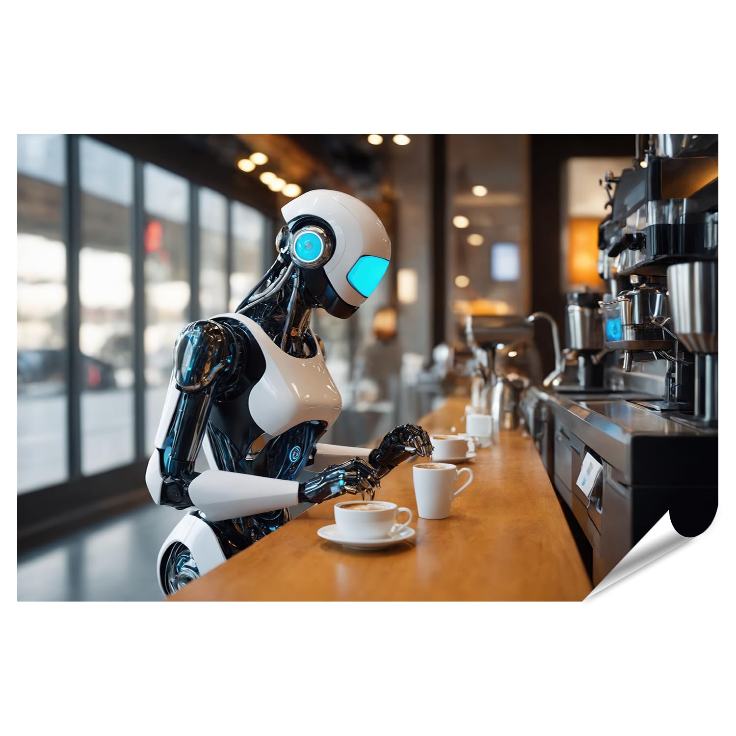 islandburner Prime XXL - Póster retrato de una mujer joven en gafas de realidad virtual: iluminación de neón, realidad ampliada, sala de juegos, tienda de tecnología VR, imágenes premium, impresión