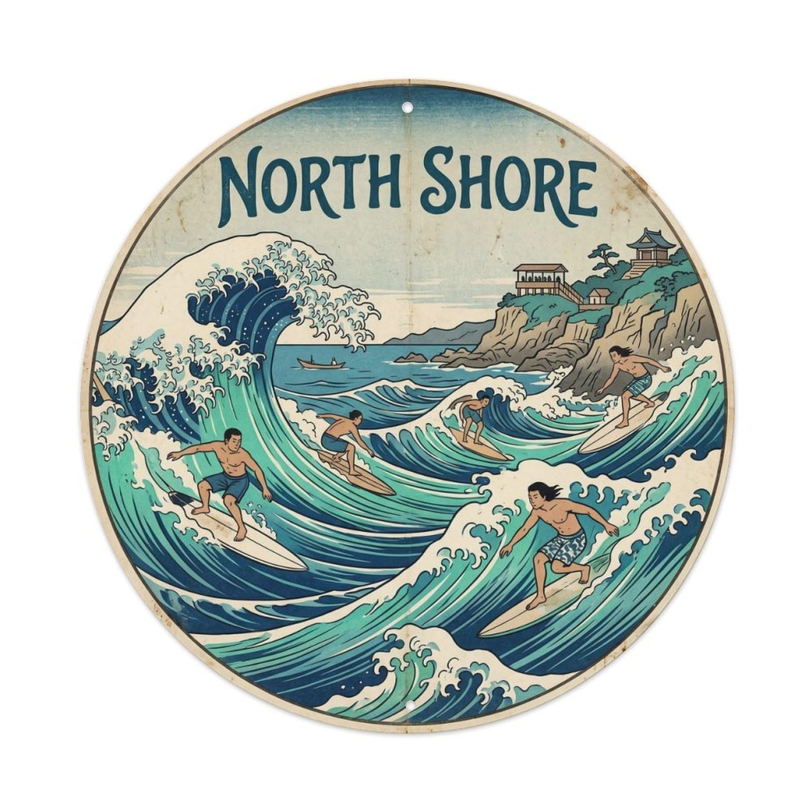 North Shore Surf Culture Hawaii Coastal Travel Metal Tin Sign