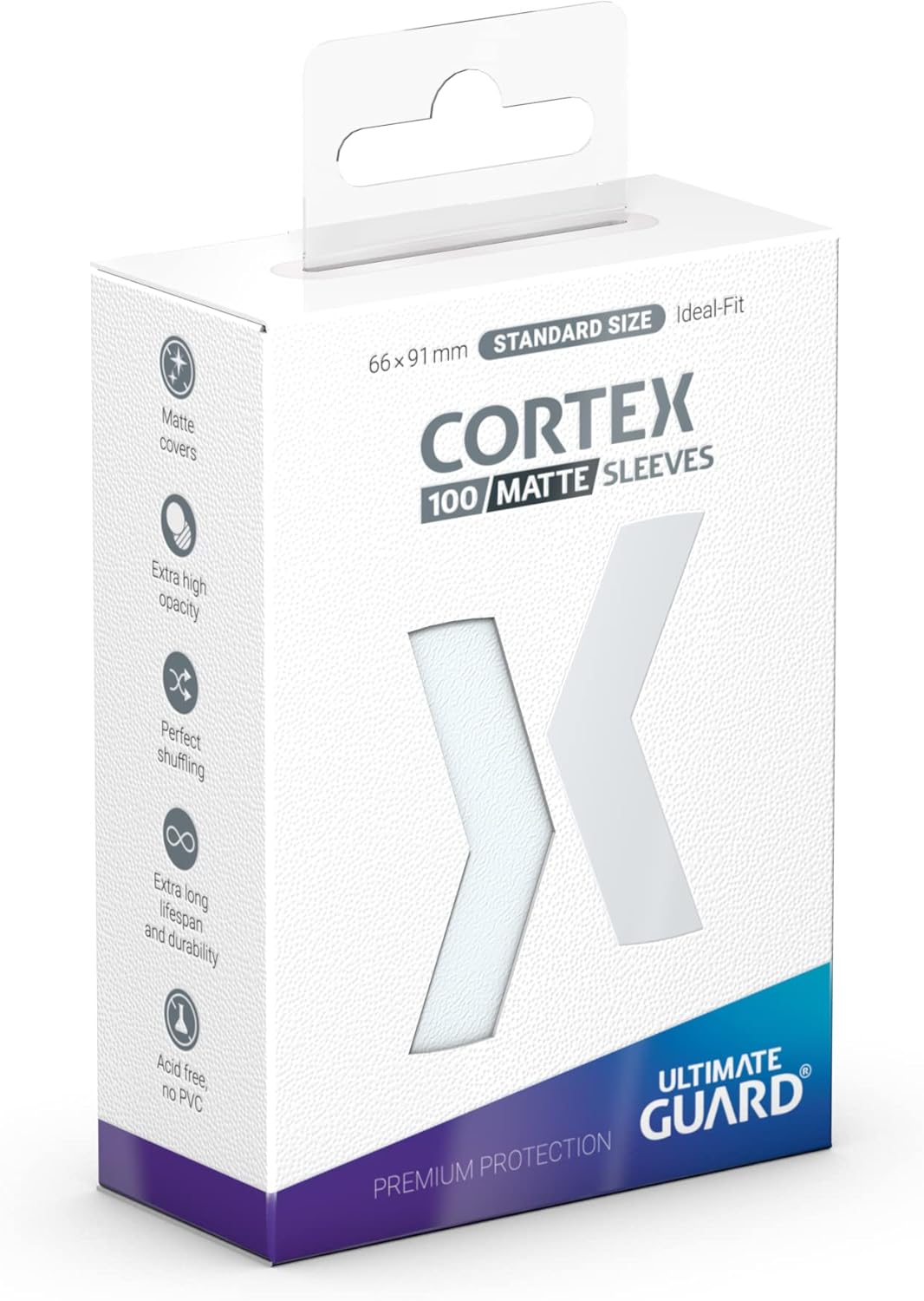 Ultimate Guard Cortex Outer Card Sleeves, 100 Standard Size TCG Sleeves, 66 x 91mm, Transparent Back, Matte Finish, No PVC & Acid-Free, High Clarity