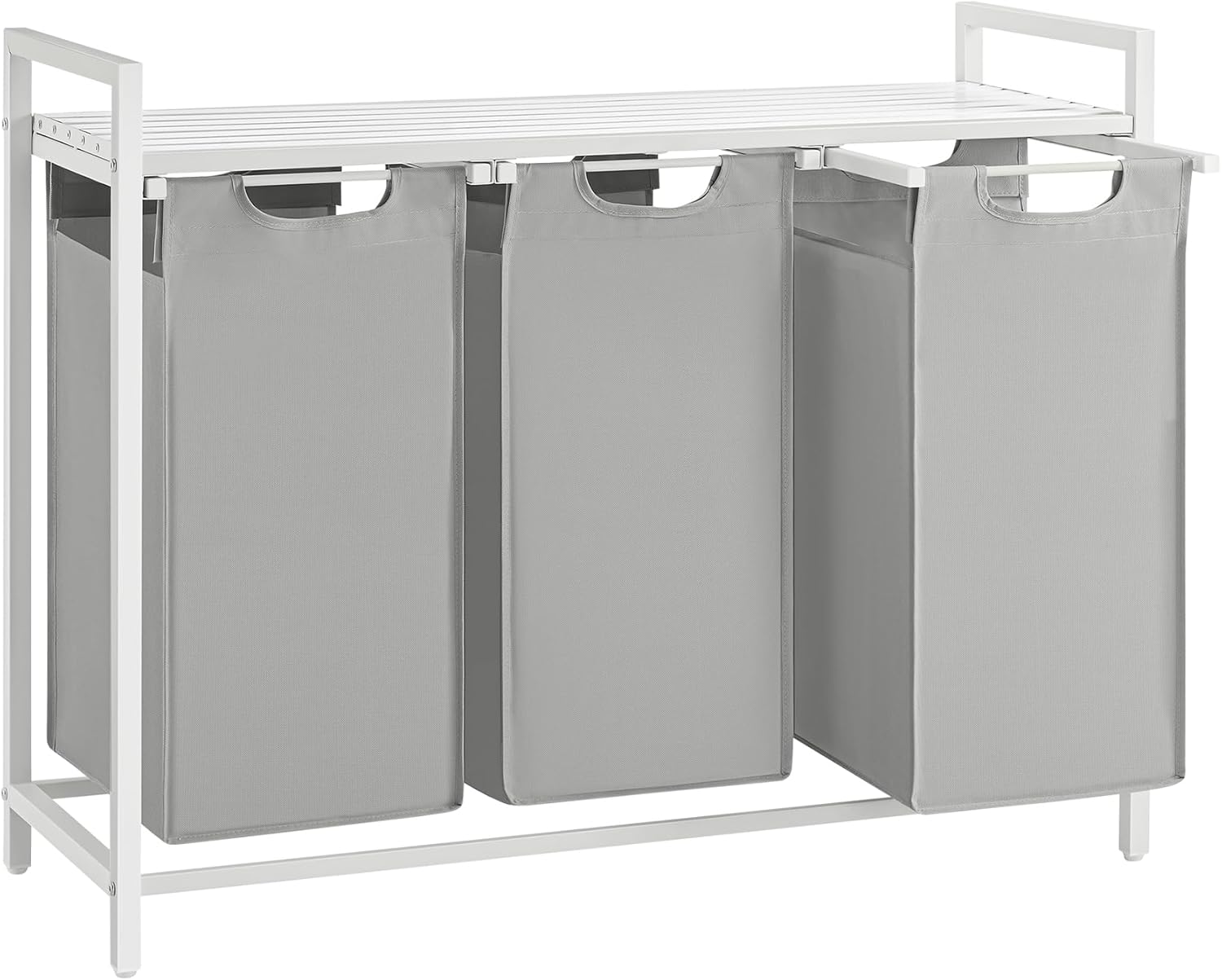VASAGLE Laundry Hamper, Laundry Basket, Laundry Sorter with 3 Pull-Out and Removable Bags, Shelf, Metal Frame, 3 x 10 Gallons (38 L), 36.4 x 13 x 28.4 Inches, Dove Gray UBLH301W03 114 L Dove Gray