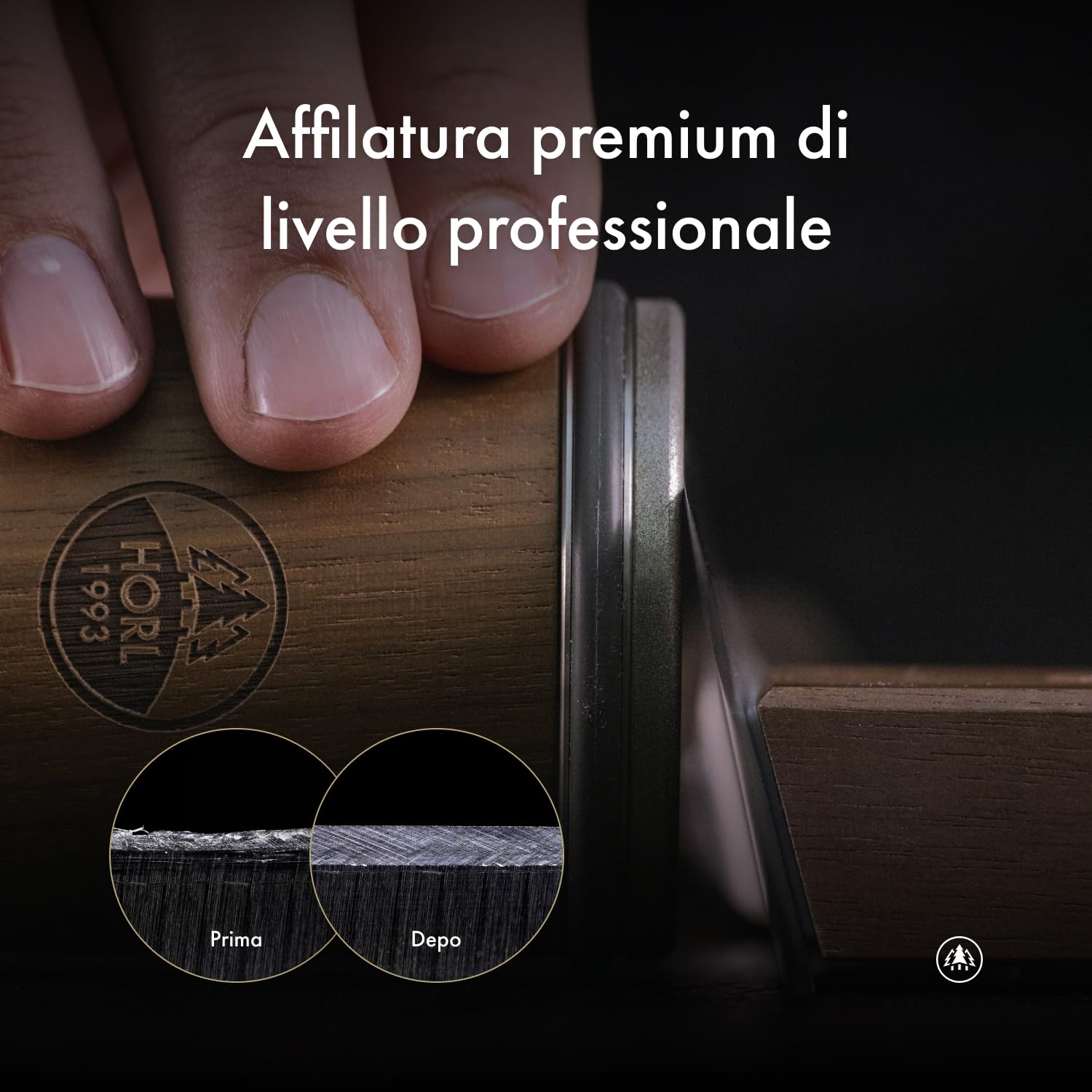 HORL 2 affilacoltelli in noce – affilacoltelli da cucina per affilatura rasoi – Made in Germany – Kit per affilare i coltelli facile con rullo con supporto magnetico con 15 e 20 gradi