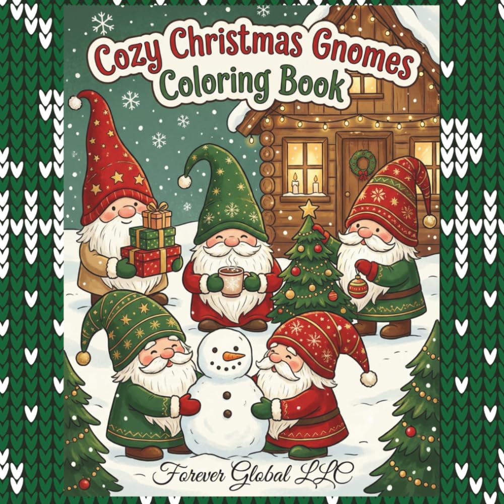 Cozy Christmas Gnomes Coloring Book: A Relaxing Holiday Coloring Book for Seniors
