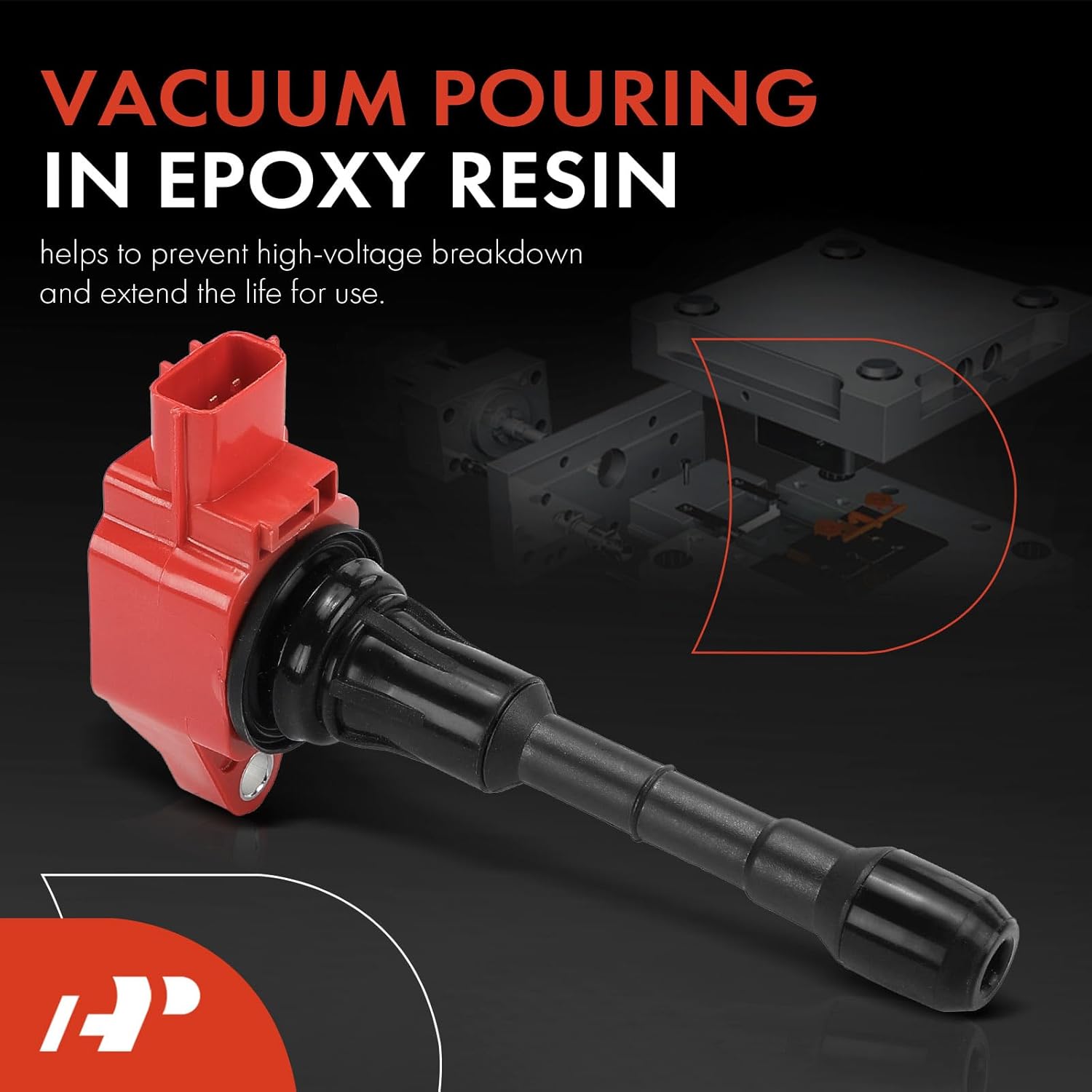 A-Premium (Red) Engine Ignition Coil Pack Compatible with Nissan Altima 2007-2018, Murano 2009-2023, Pathfinder, Maxima, Quest & Infiniti QX60, Q50, G25, G35, M35h, Q70, JX35, FX35, EX35, 6-PC Set