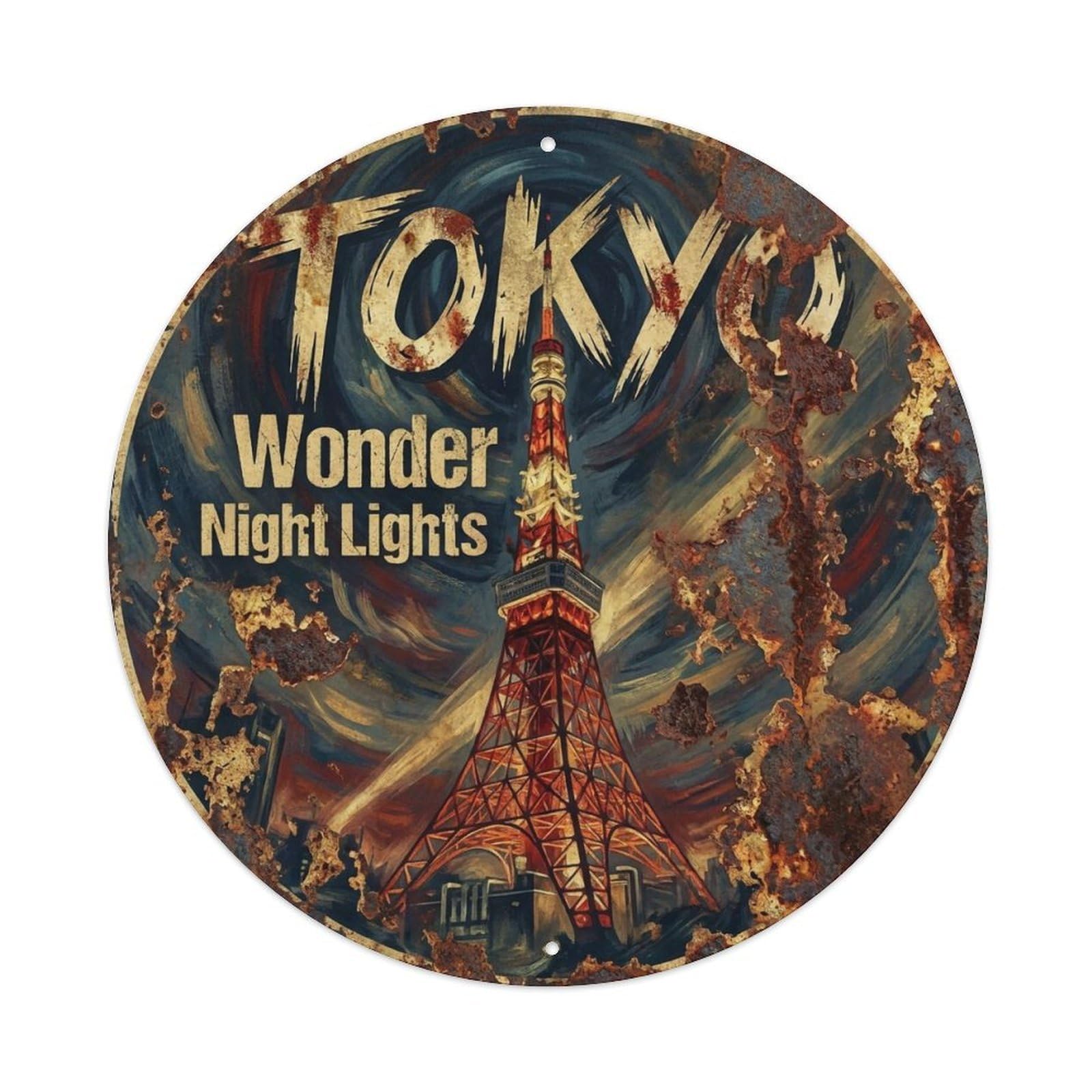 Vintage Travel Tokyo Japan Wonder Vintage Metal Tin Sign Plaque Wall Decor for Cafe, Club Bar, Office, Garden Metal Poster 8x8Inch