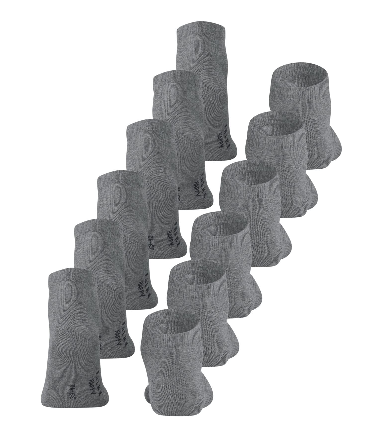 FALKE Mężczyźni Skarpety do trampek Happy Multipack M Sn bawełna krótkie jednokolorowe 6 Pak, Szary Light Grey Melange 3390, 43-46