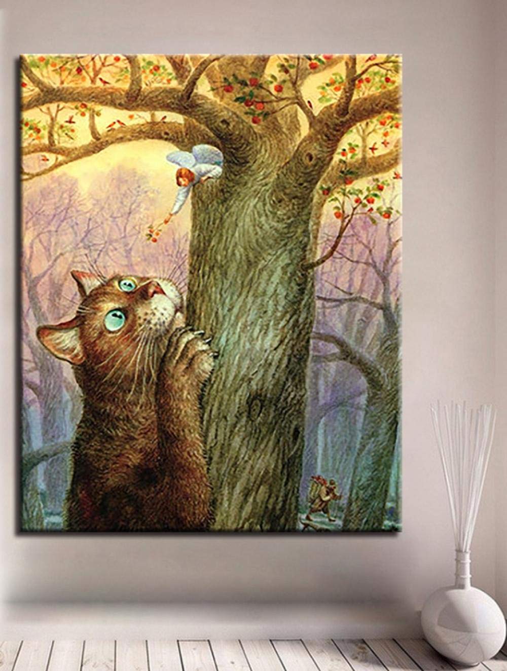 Peinture par numéros toile facile pour réussir son tableau d'ange et chat sans savoir dessiner