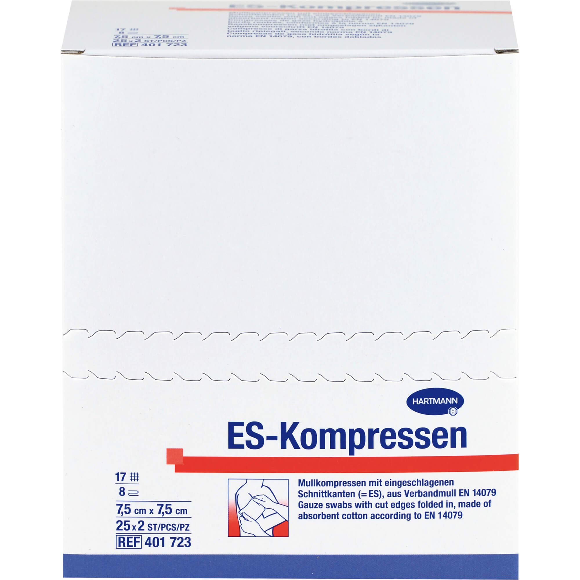 HARTMANN ES-Kompressen 7,5 cm x 7,5 cm steril, 50 Sztuka Kompresy