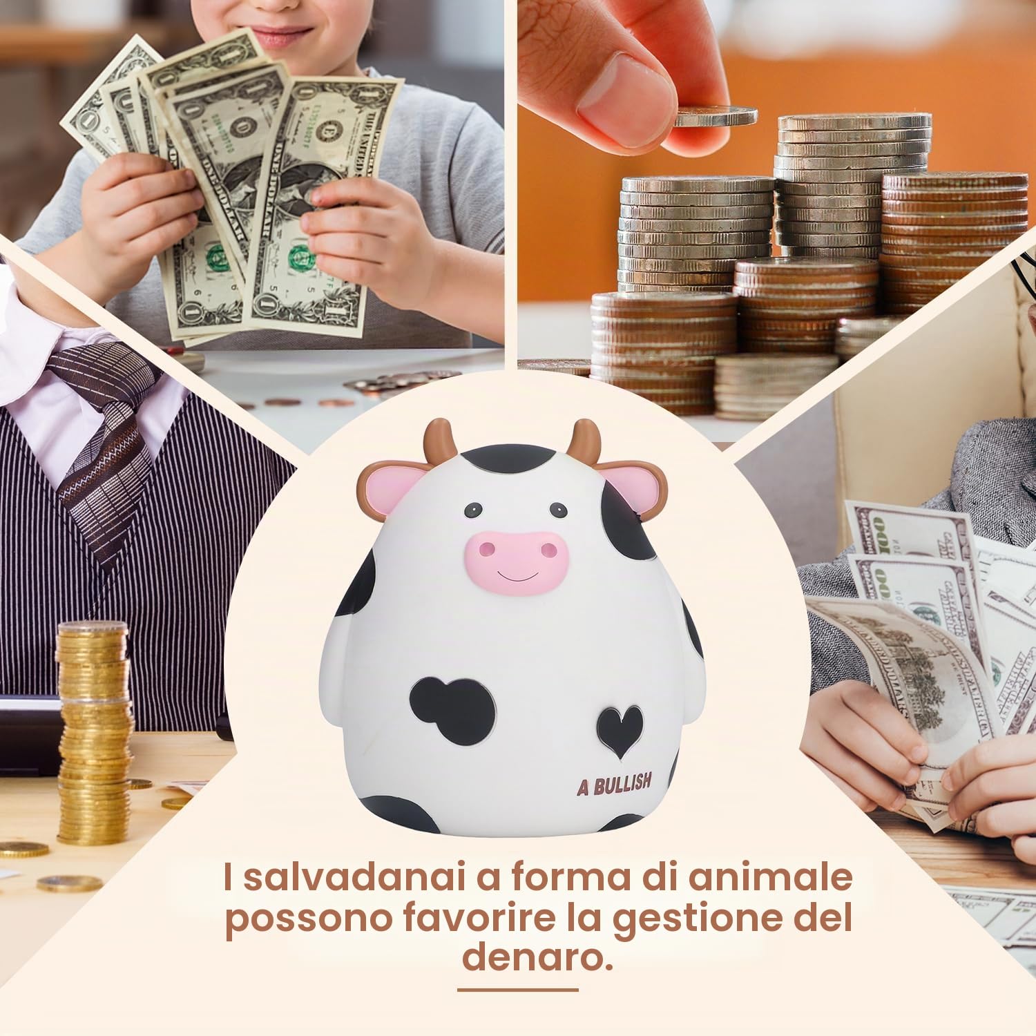 Simpatico Salvadanaio per Mucca, Scatola Portamonete a Forma di Animale Dei Cartoni Animati, Decorazioni per La Casa Dipinte a Mano, per Banco di Studio Familiare
