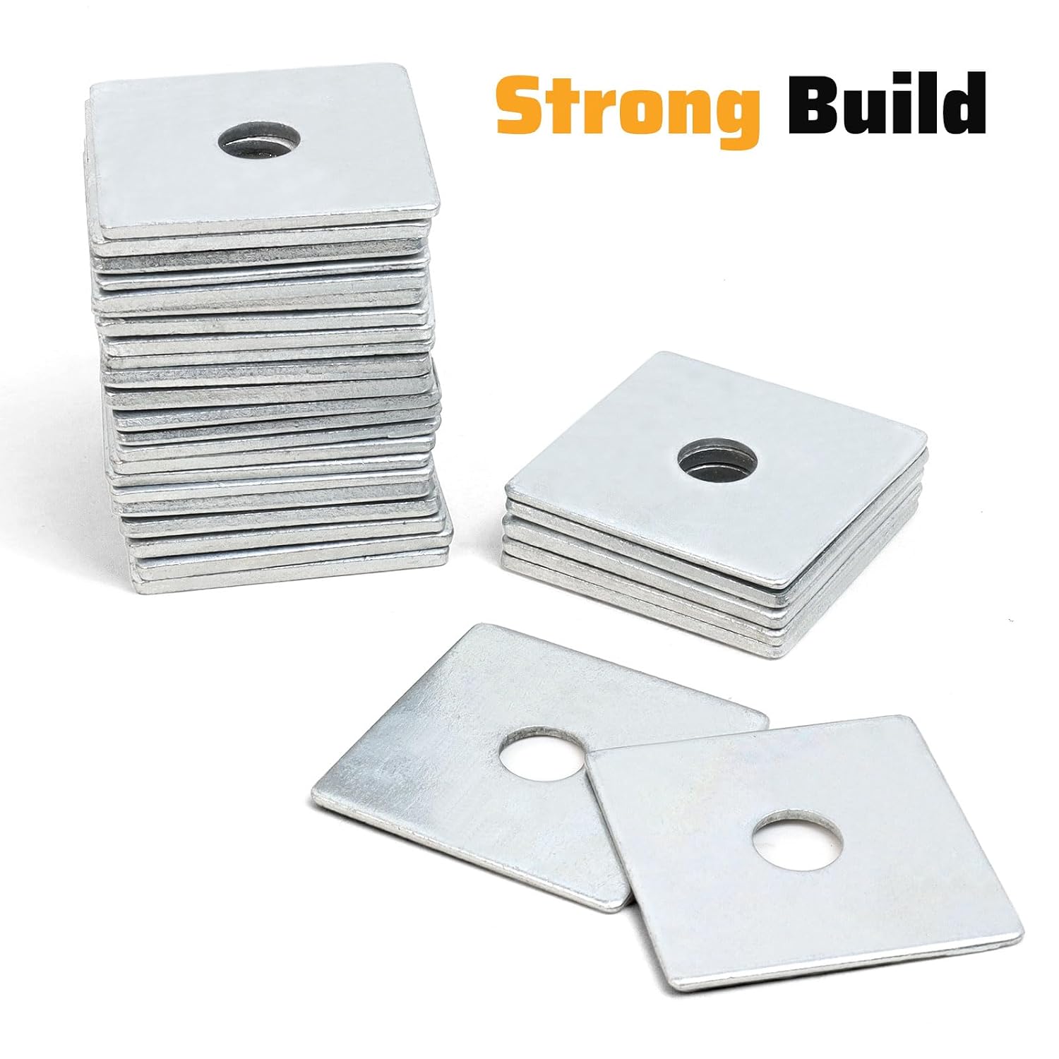 Square Washers, 30 Pack Fits 3/8" Bolts, 2" × 2" Galvanized Washers
