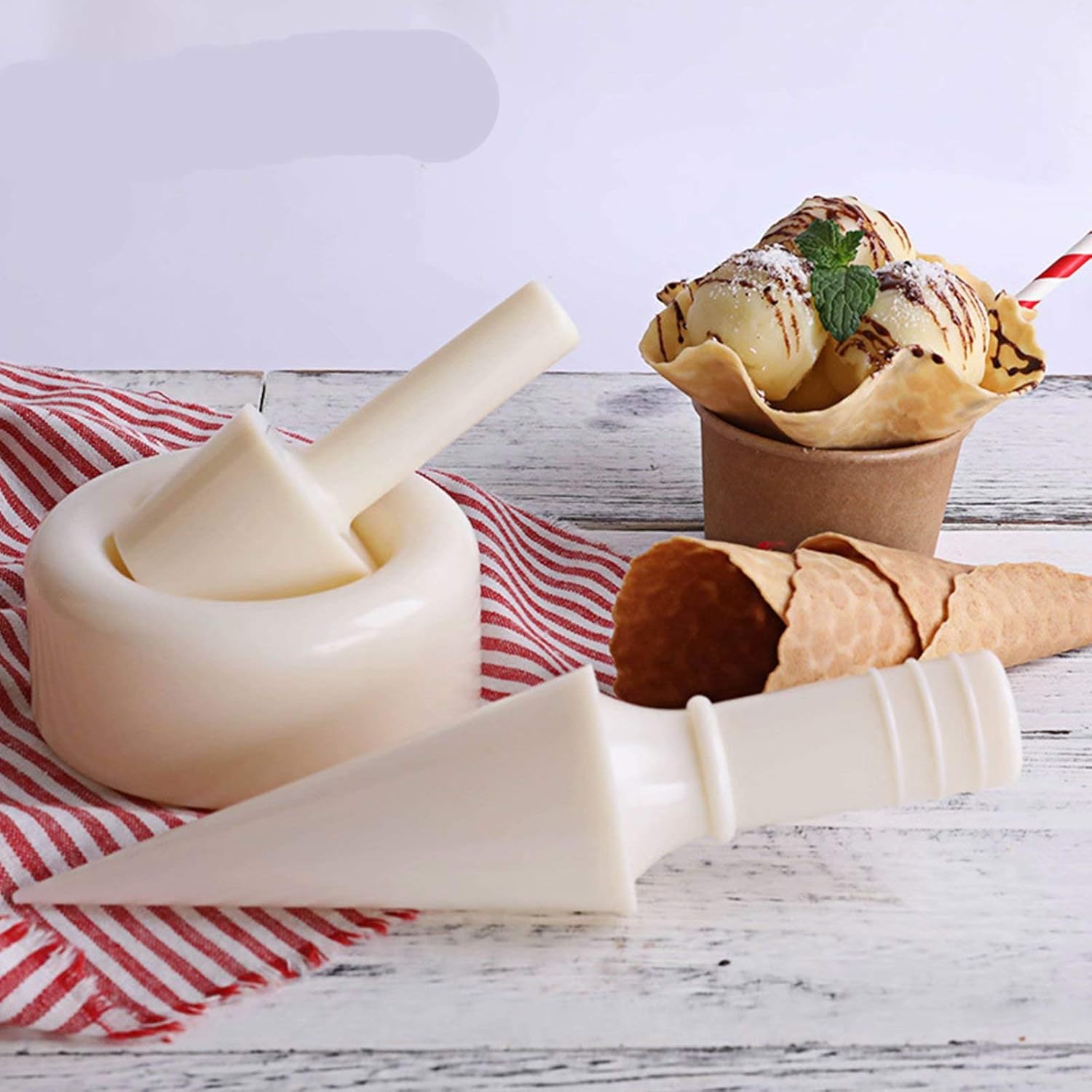 Crispy Waffle Cone Kit Plastic Cre Horn Cone Roller Egg Roll