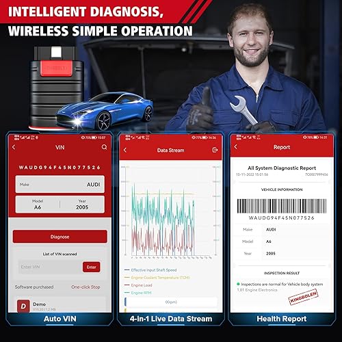 Miniatura 6 de KINGBOLEN Ediag All Systems Obd2 - Escáner Bluetooth, herramienta de diagnóstico OBDII bidireccional con codificación ECU, prueba activa, más de 15