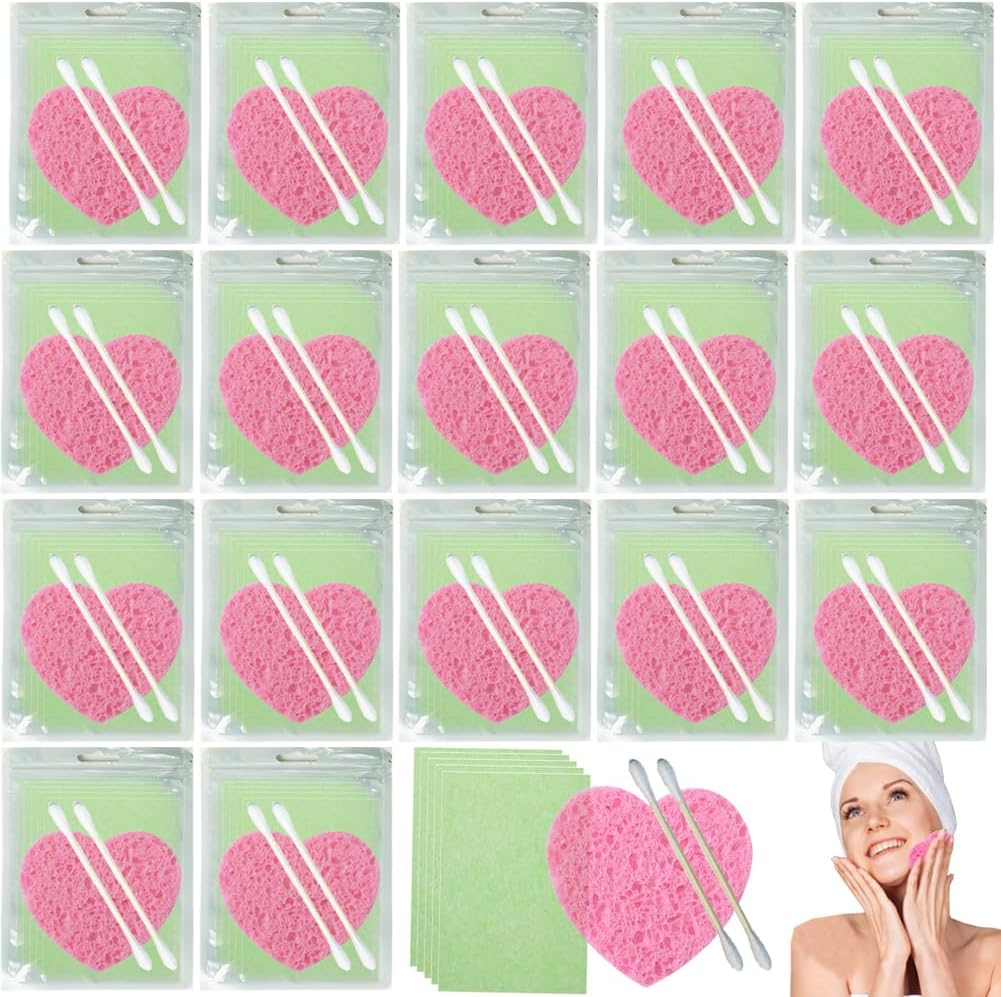 30Pack Individueel verpakte Wegwerp Reizen Gezichtsreiniging Make-up Remover Kit met 5 Olie Absorberende Bladen; Schoon en Hygiënisch; Reizen Gezichtsreiniger Sponge; Make-up Remover Pack Tijdens