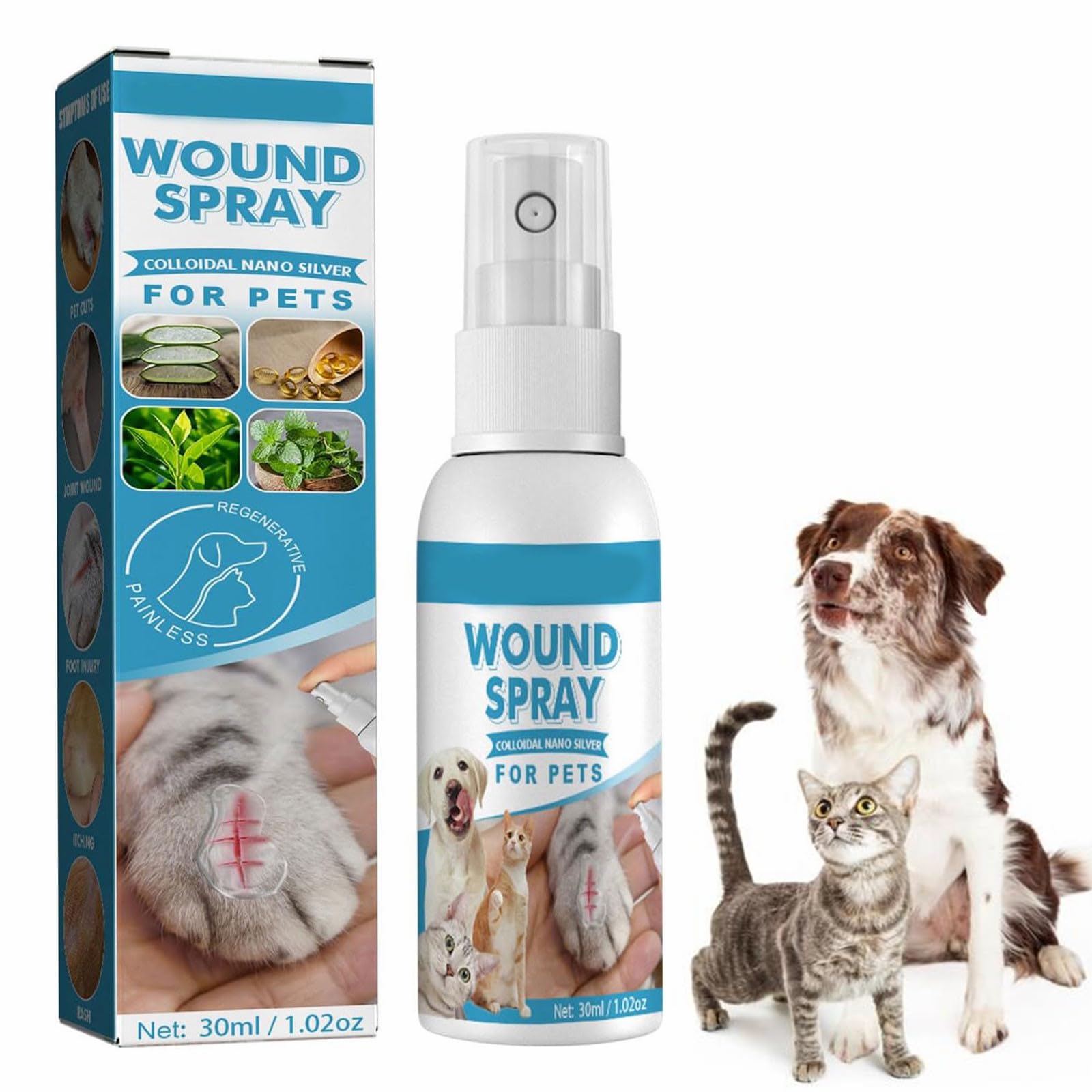 Rakiuty Pansement Liquide pour Plaies Chien,Spray de Guérison des Plaies,Spray de Nettoyage pour Animaux de Compagnie,pour Animaux Ddomestiques,pour Le Nettoyage et Le Soin