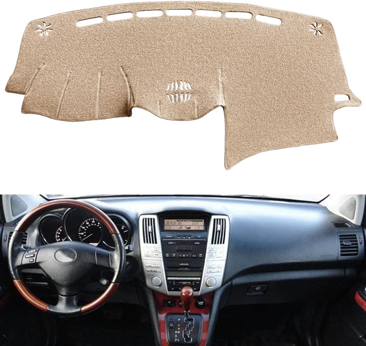 Dash Cover Mat Custom Fit for 2004-2006 Lexus RX330,2007-2009 RX350, 2006-2008 RX400h, Dashboard Cover Pad Carpet Protector (Beige) F82