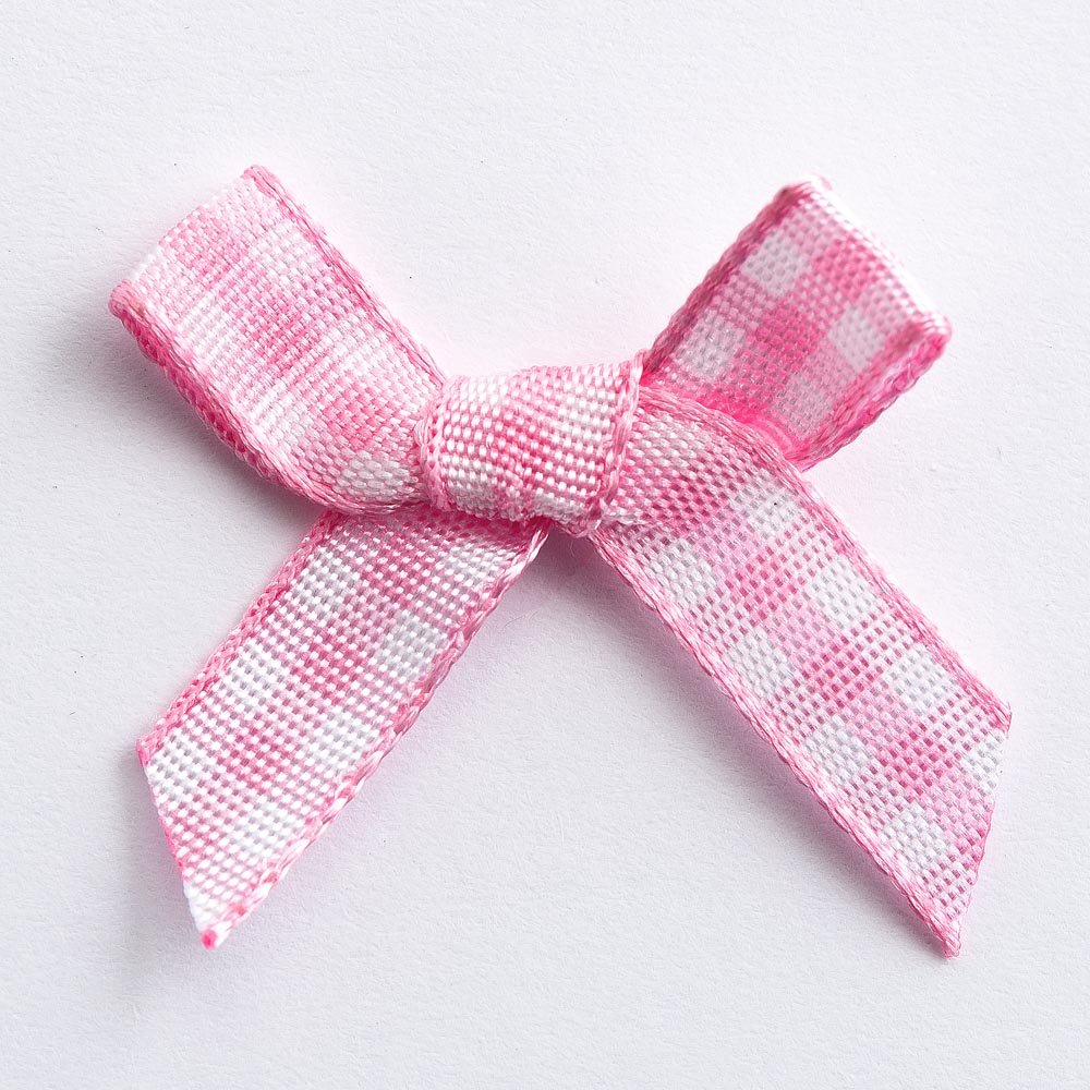 Italian Options Pink Mini Gingham Ribbon Bows, Chequered Bows For Crafting, Gifts, Home Furnishings, Clothing, Sewing, Hair Bow, Wedding Stationery, Gingham Hair Accessories, 100 Pack, 3Cm