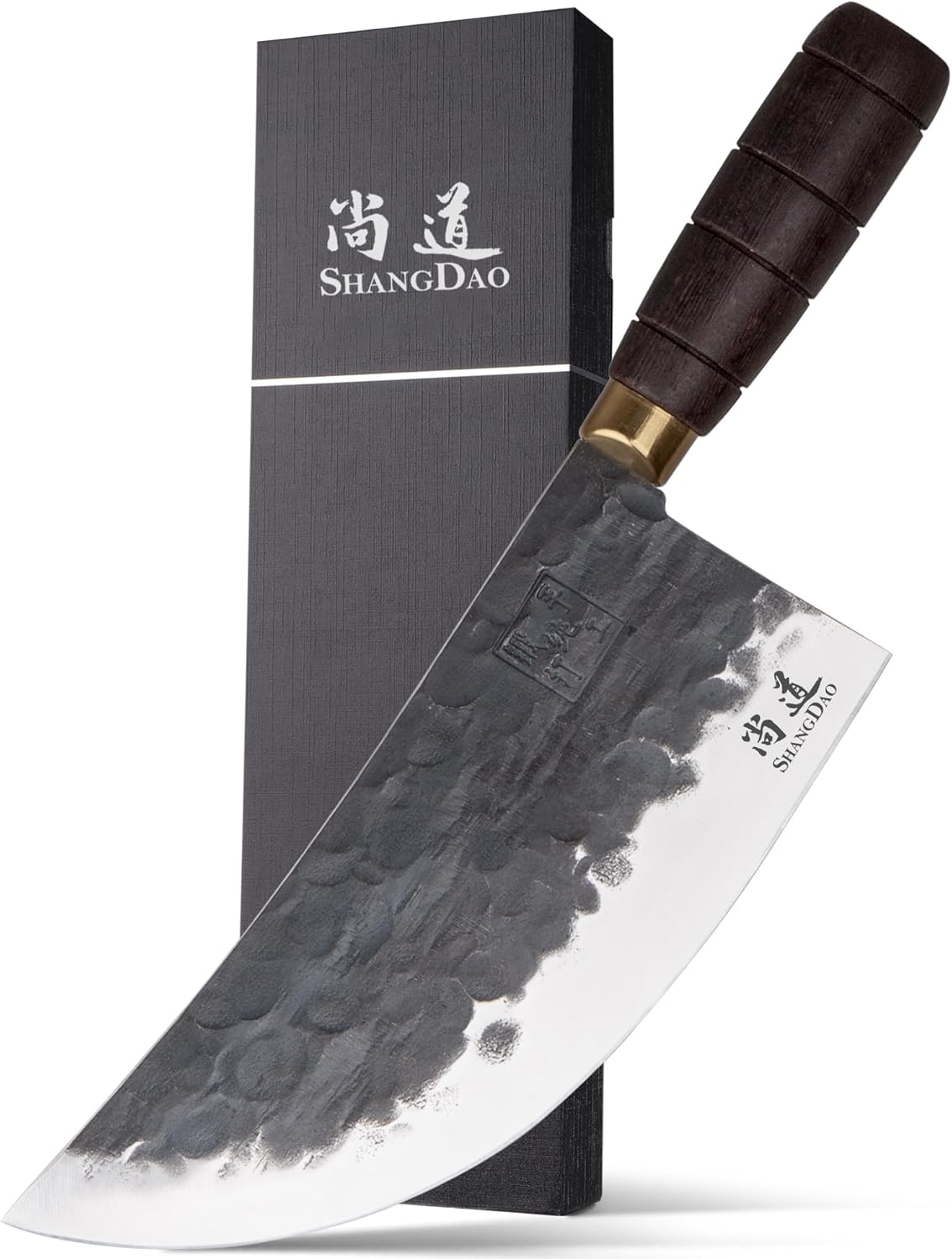 SHANGDAO Cleaver Knife, 7.9 Inch Hand Forged Meat Cleaver Heavy Duty Chopper German High Carbon Stainless Steel Butcher Knife with Full Tang Handle, Home Kitchen and Restaurant Helper, Ultra Sharp