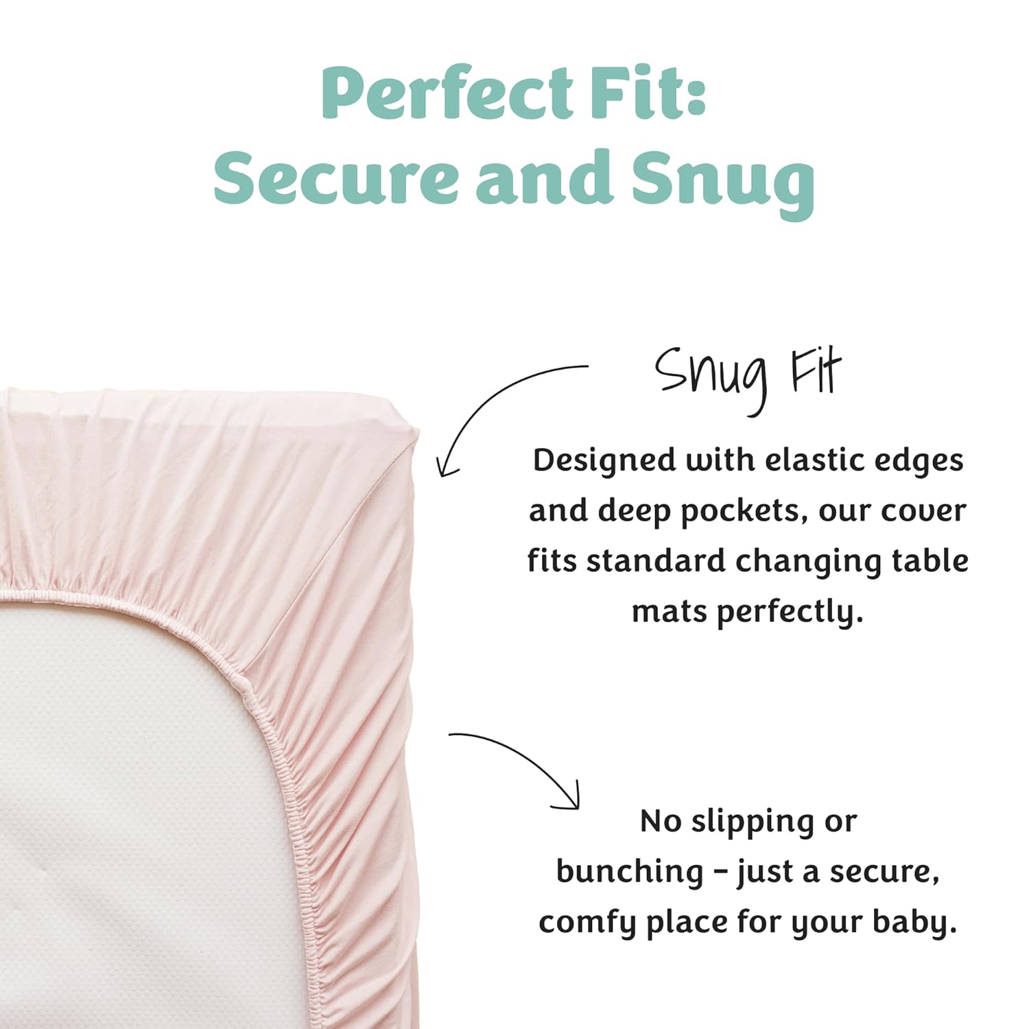 Caden Lane Changing Pad Cover, Ultra Soft, Breathable & Temperature-Regulating, Elastic Edges & Deep Pocket, Fits Standard Diaper Change Table Mats, Ideal for Baby Showers, Machine Washable, Pale Pink