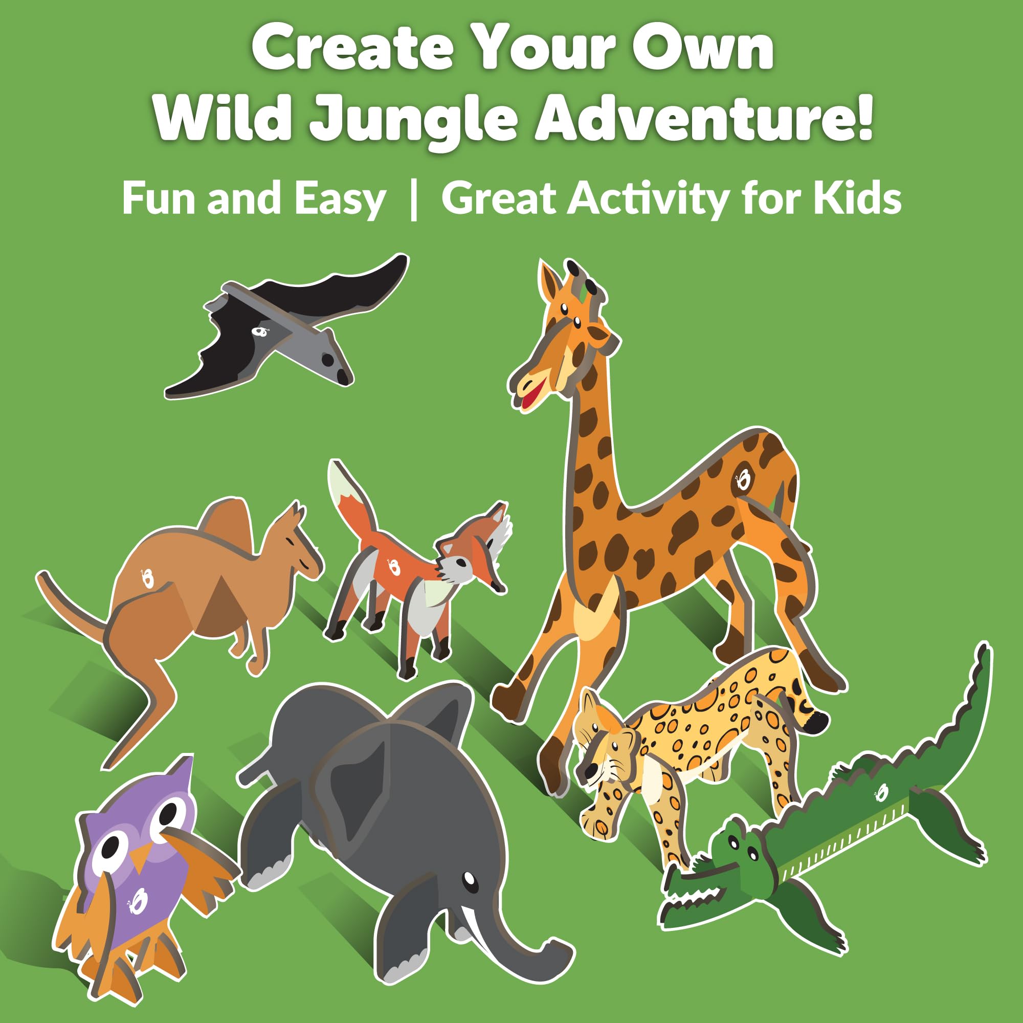 Butterfly Edufields 3D Wooden Animal Puzzles for Kids for Age 2-4 Girl & Boy | Birthday Gift for Kid Ages 2,3,4 Years | Educational Toys for Kids 2,3,4 Years | DIY Craft Kit