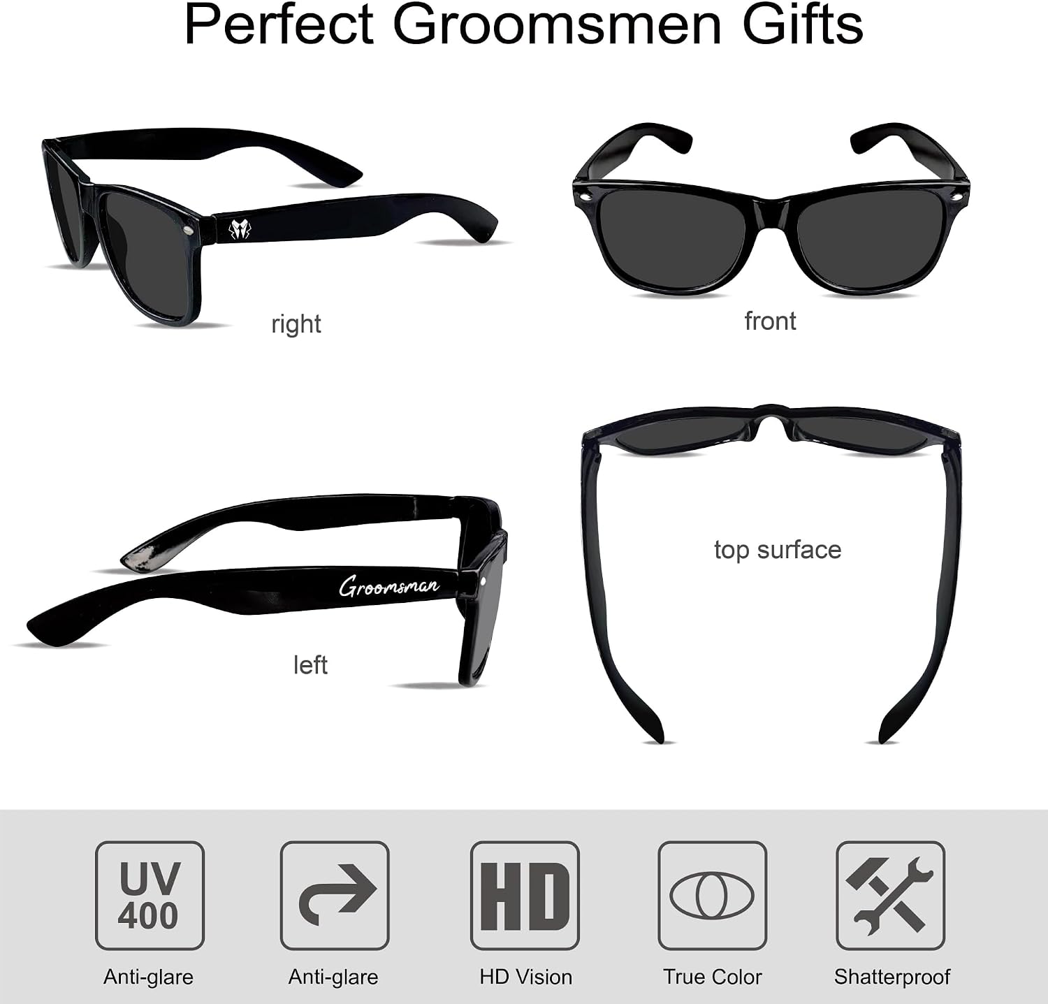 PartyGifts&beyond 7 Pcs Bachelor Party Sunglasses,Groomsmen Sunglasses for Wedding Bachelor Favors Groomsmen Gifts