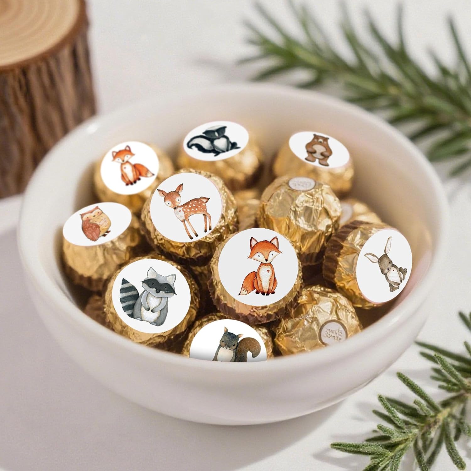 Woodland Baby Shower Favors Stickers, 450PCS Forest Animals Chocolate Kisses Candy Stickers, Baby Shower Candy Labels for Boy Girl - Image 6