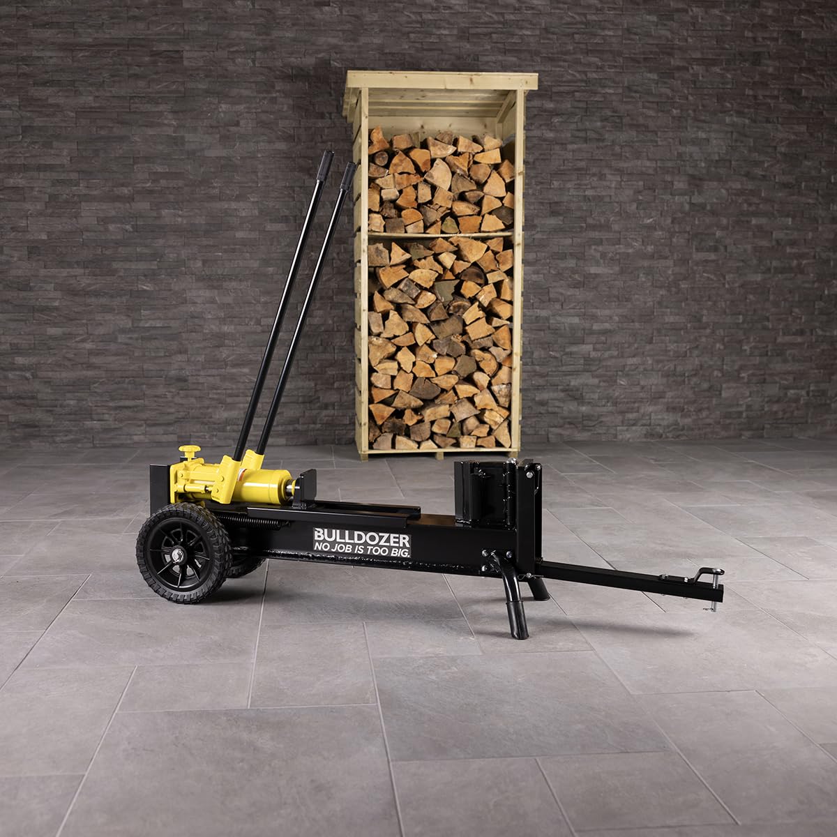 CHARLES BENTLEY BULLDOZER PRO 12 Ton Hydraulic Log Splitter Wood Splitter Firewood Splitter, Log Cutter, No Electricity, Portable with Wheels and Toe Hitch, Heavy Duty, Kindling Splitter, (150x110cm)