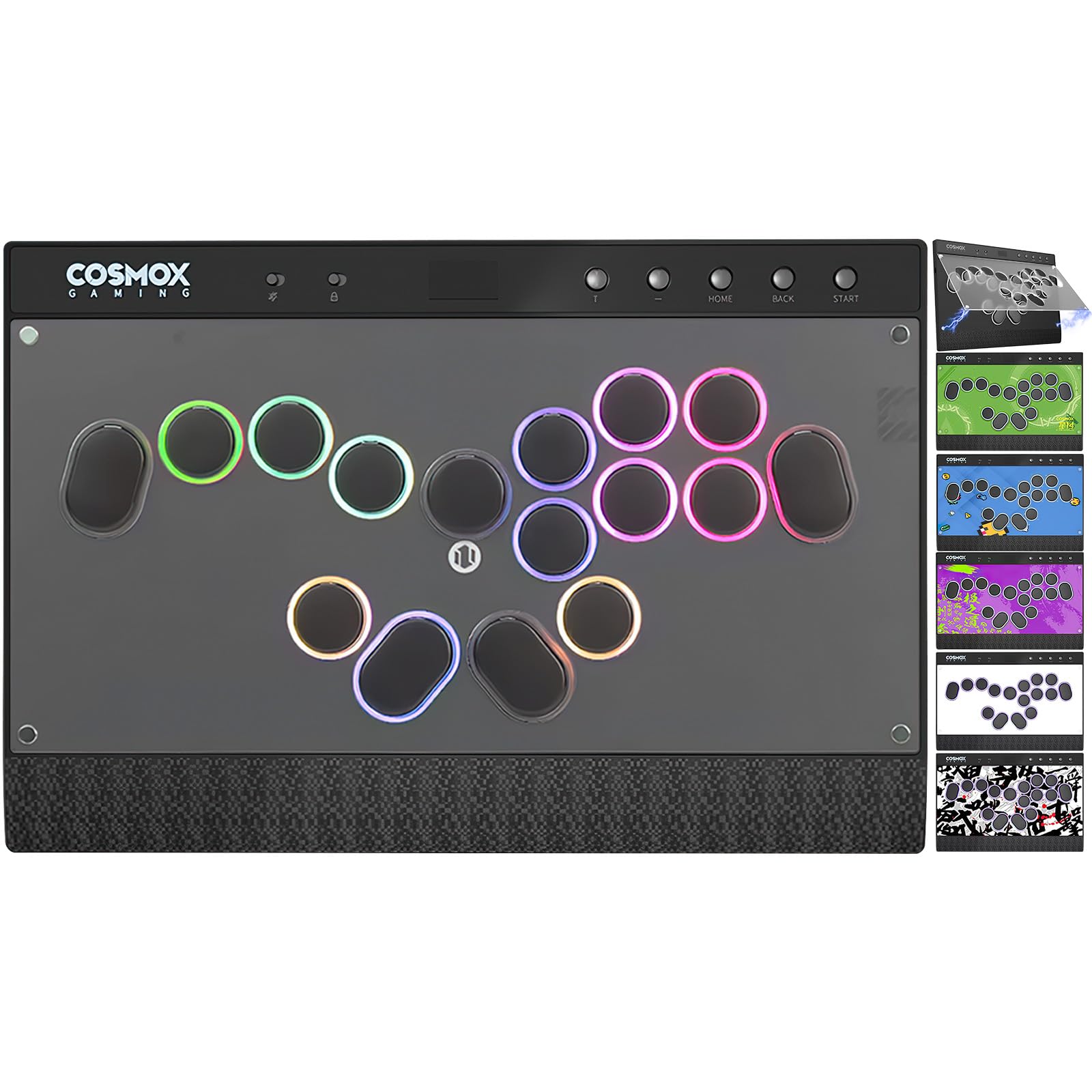 JZW-Shop Leverless Aracde Stick C16S, All-Button Arcade Controller for Switch, PC, PS4, PS3, Steam Deck, Arcade Fight Stick with Turbo & Custom RGB, Supports Hot-Swap & SOCD