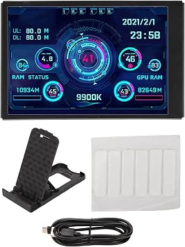 Vikye 3.5 Computer Temp Monitor, PC Temperature Display Real Time Data Monitoring PC Sensor Panel Display IPS Full View Display for AIDA64 PC CPU RAM Black